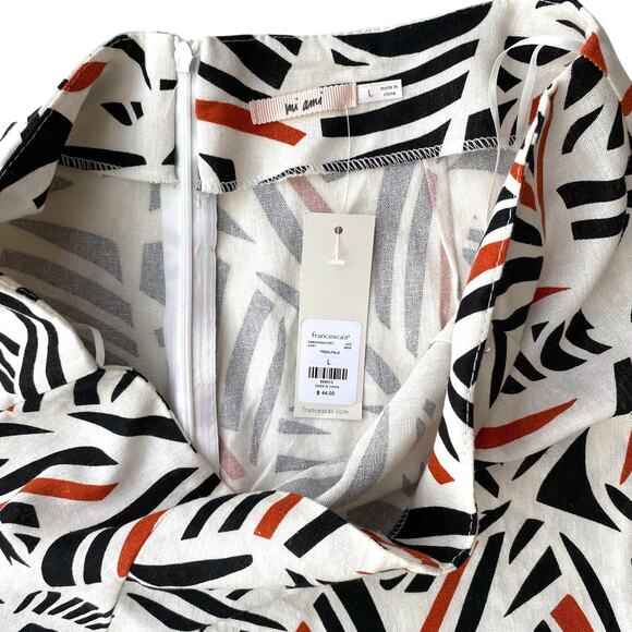 Mi Ami francesca's NEW Abstract Geo Palm Leaf Wide Leg Linen Blend Pants : L - Picture 7 of 7